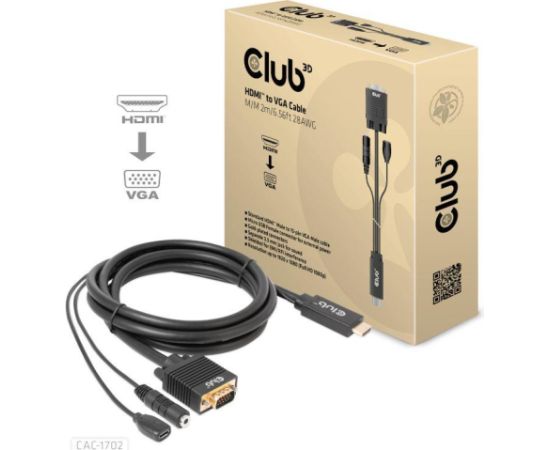 CABLE HDMI TO VGA 2M/M/M CAC-1712 CLUB3D  Кабель HDMI
