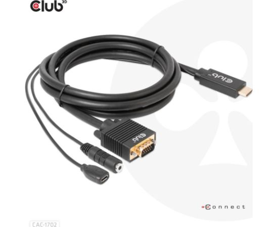 CABLE HDMI TO VGA 2M/M/M CAC-1712 CLUB3D  Кабель HDMI