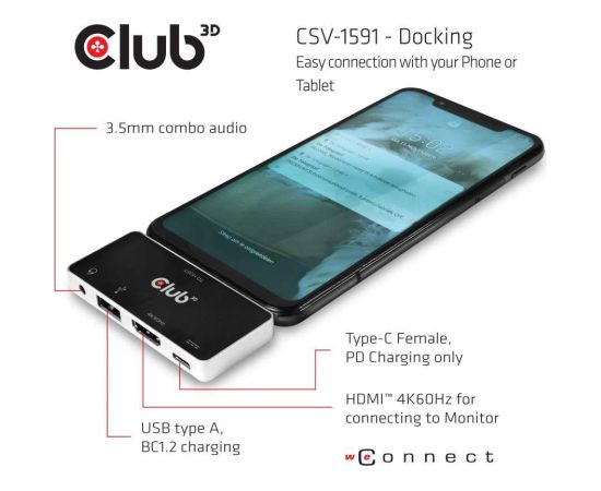 I/O HUB 4IN1 USB-C TO HDMI/100W CSV-1591 CLUB3D