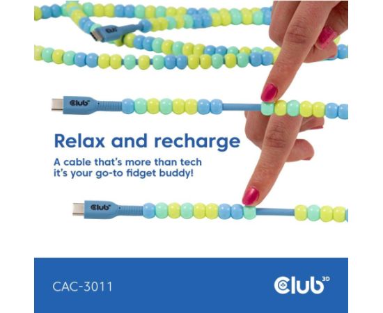 CABLE USB-C TO USB-C/BLUE CAC-3011 CLUB3D Дата USB-кабели