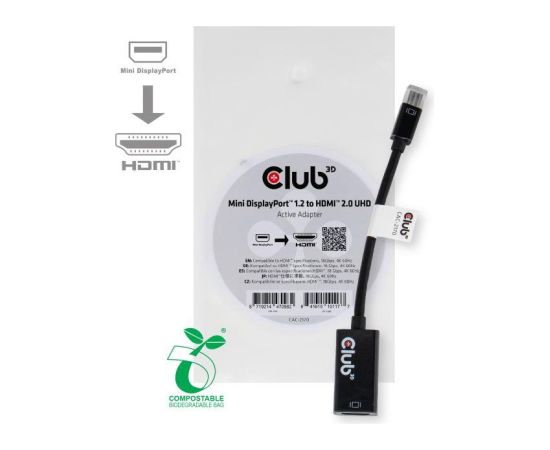 I/O ADAPTER MINI DP TO HDMI/M/F CAC-2170 CLUB3D I/O ADAPTER MINI DP TO HDMI/M/F CAC-2170 CLUB3D