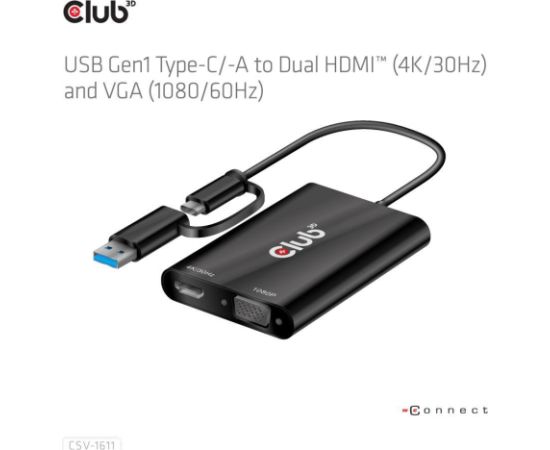 I/O ADAPTER USB-C TO HDMI/VGA/CSV-1611 CLUB3D