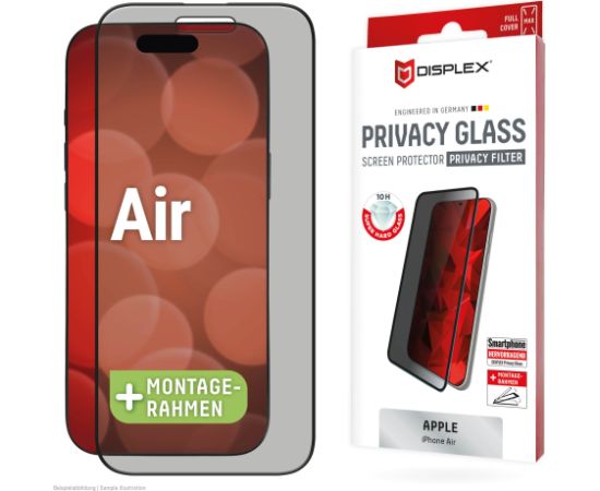 Apple iPhone Air Privacy Screen Glass Full Cover By Displex Black