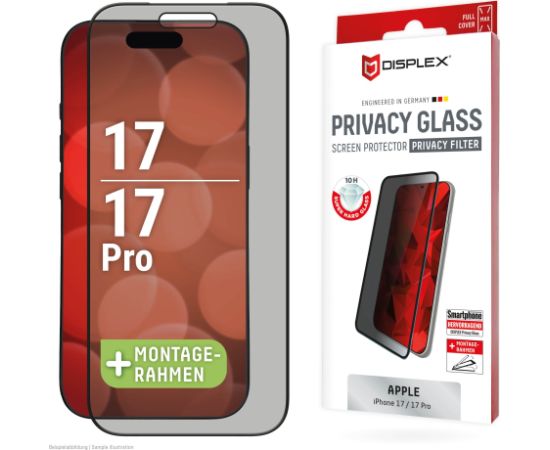 Apple iPhone 17/17  Pro Privacy Screen Glass Full Cover By Displex Black