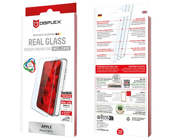 Apple iPhone 16 Pro Real Screen Glass + Case By Displex Transparent
