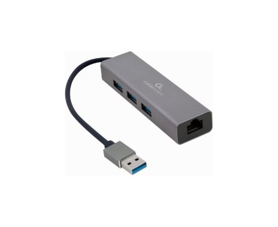 Gembird USB AM с 3-портовым концентратором USB 3.0 Гигабитный сетевой адаптер