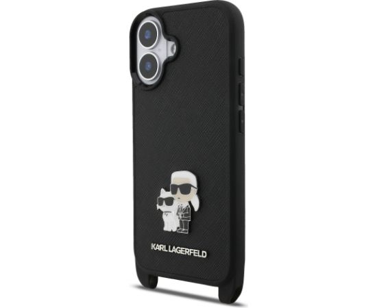 Karl Lagerfeld Saffiano Crossbody Strap Metal Karl and Choupette Case Чехол для Apple iPhone 17 Чехлы - альтернативные