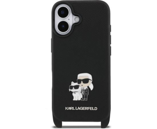 Karl Lagerfeld Saffiano Crossbody Strap Metal Karl and Choupette Case Чехол для Apple iPhone 17 Чехлы - альтернативные