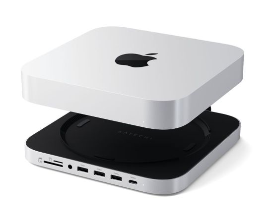 SATECHI Mac Mini Stand & Hub with NVMe SSD Enclosure - Silver Datoru dokstacijas