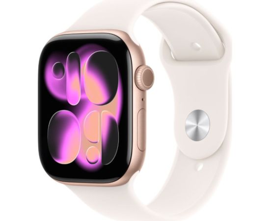 Apple Watch Series 11 GPS 46mm Rose Gold Aluminium Case with Light Blush Sport Band - M/L