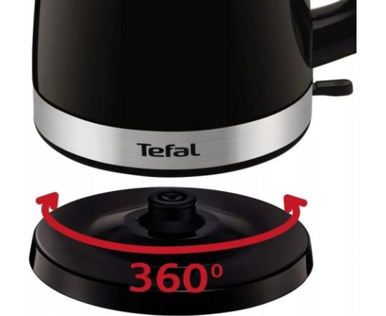 TEFAL Kettle KO150F30 Delfini Vision Electric 2400 W 1.5 L Plastic 360° rotational base Black/Stainless steel