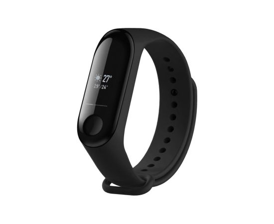 Fixed Silicone Strap for Xiaomi Mi Band 3/4 Black Smart-Watch aksesuāri
