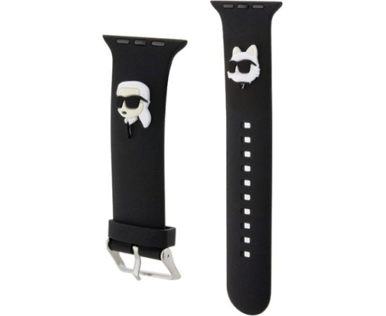 Karl Lagerfeld KLAWLSLKCNK Apple Watch Strap 42/44/45/49mm black/black strap 3D Rubber Karl&Choupette Heads Smart pūlksteņu aksesuāri