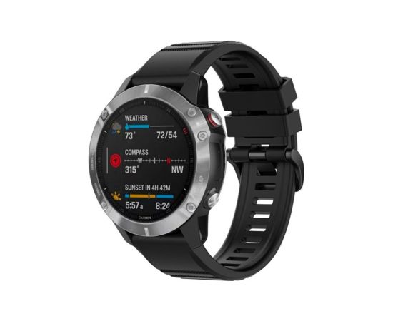 Fixed Silicone Strap for Garmin QuickFit 22mm Black Smart-Watch aksesuāri