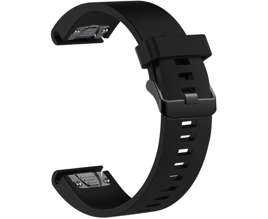 Fixed Silicone Strap for Garmin QuickFit 20mm Black Smart-Watch aksesuāri
