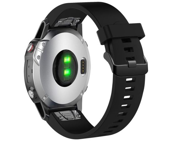 Fixed Silicone Strap for Garmin QuickFit 20mm Black Smart-Watch aksesuāri