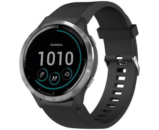 Fixed Silicone Strap for Garmin QuickFit 20mm Black Smart-Watch aksesuāri