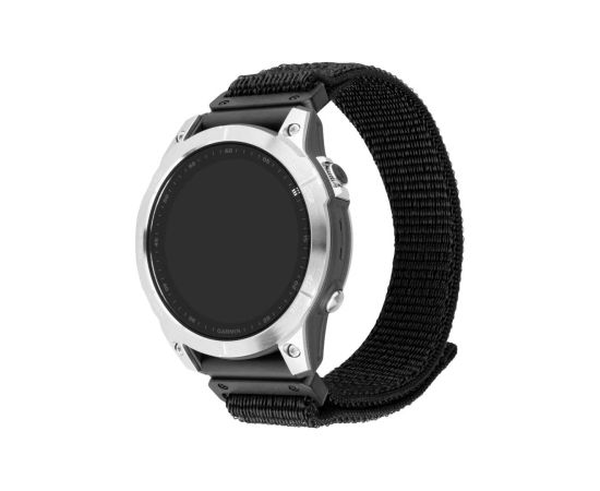 Fixed Sporty Strap for Garmin QuickFit 26mm 160-210 Black Nylon Smart pūlksteņu aksesuāri