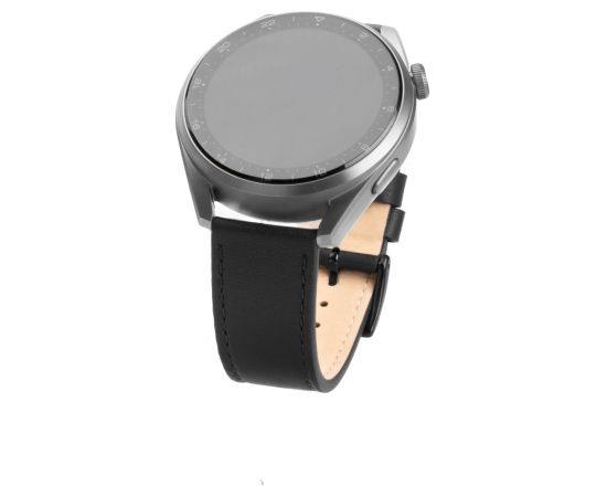 Fixed Leather Strap with Quick Release 22mm for Smartwatch Black Smart pūlksteņu aksesuāri