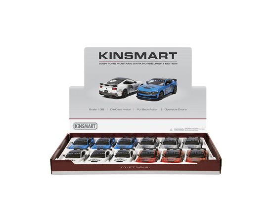 Kinsmart Металлическая авто моделька 2024 Ford Mustang Dark Horse (Livery Edition) 1:38 KT5455F
