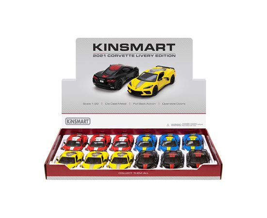 Kinsmart Металлическая авто моделька 2021 Corvette w/ printing 1:36 KT5432F
