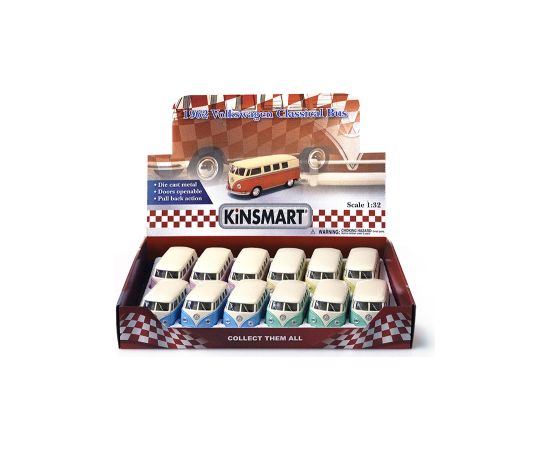 Kinsmart Металлическая авто моделька 1962 Volkswagen Classical Bus (Pastel Color with Ivory Top) 1:32 KT5377Y
