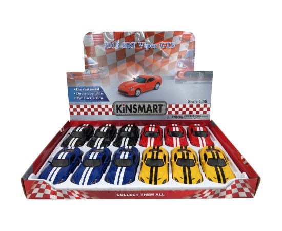 Kinsmart Металлическая моделька машинка 2013 SRT Viper GTS w/ printing  1:36 KT5363F