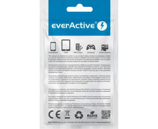 everActive cable USB-C 1m - White, silicone, quick charge, 3A - CBS-1CW Дата USB-кабели
