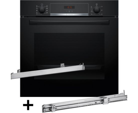 BOSCH HBA514BB3 oven + BOSCH HEZ538000 single-level telescopic runners