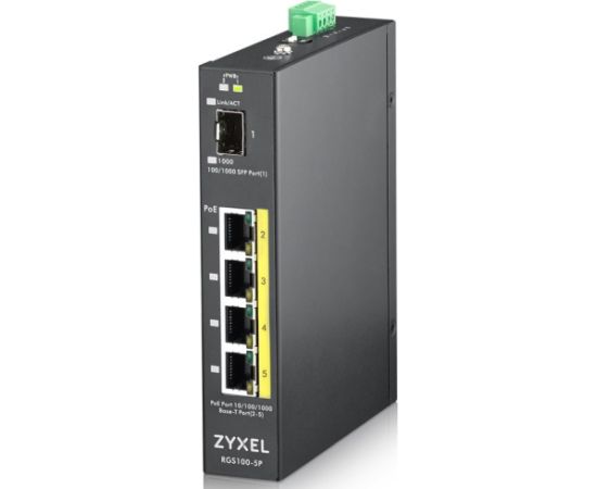 Zyxel RGS100-5P Unmanaged L2 Gigabit Ethernet (10/100/1000) Power over Ethernet (PoE) Black