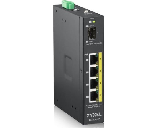 Zyxel RGS100-5P Unmanaged L2 Gigabit Ethernet (10/100/1000) Power over Ethernet (PoE) Black