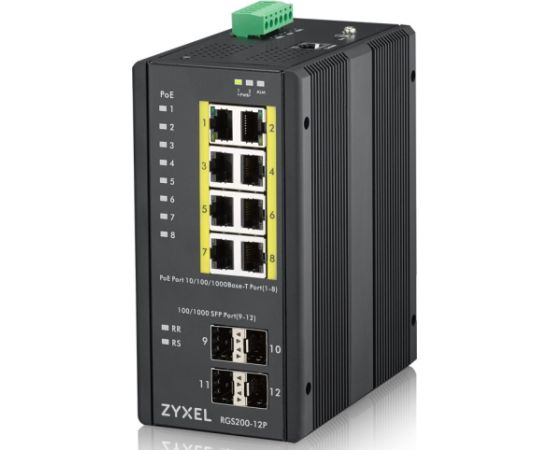 Zyxel RGS200-12P Managed L2 Gigabit Ethernet (10/100/1000) Power over Ethernet (PoE) Black