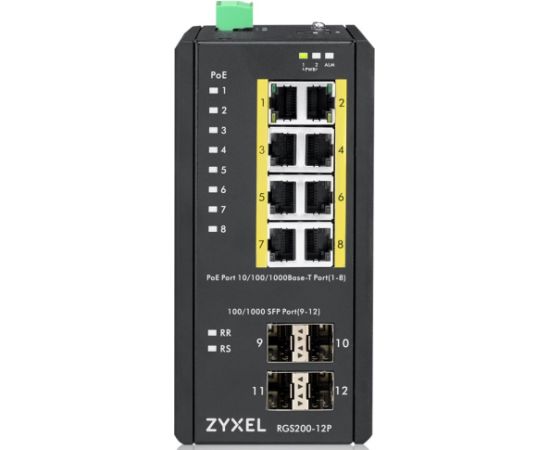 Zyxel RGS200-12P Managed L2 Gigabit Ethernet (10/100/1000) Power over Ethernet (PoE) Black