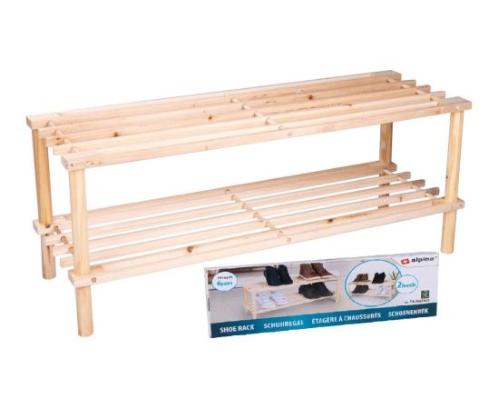 PÓŁKI REGAŁ NA BUTY 2 POZIOMY DREWNIANY ALPINA Мебель для прихожей