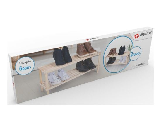 PÓŁKI REGAŁ NA BUTY 2 POZIOMY DREWNIANY ALPINA Мебель для прихожей