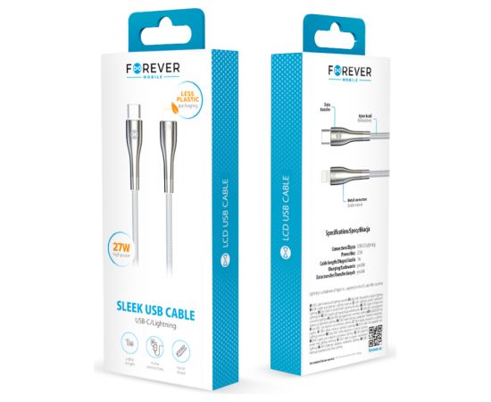 Forever Sleek Кабель USB-C / Lightning 1,0 м / 27 Вт Дата USB-кабели