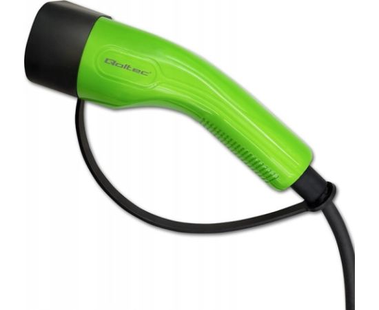 Qoltec Mobile EV Charger with 2-in-1 Adjustment Type 2 11kW 400V 5-Pin CEE LCD Portable Wallbox 5m Elektro Auto lādēšanas piederumi