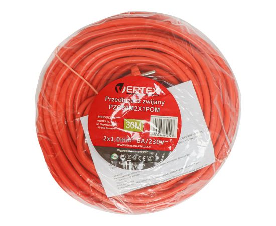 Przedłużacz zwijany 30m, PZO30M2x1,0mm VERTEX