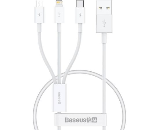 Quick Charge USB to M+L+C  Baseus Superior Data 3.5A 0,5m (White) Data USB kabeļi