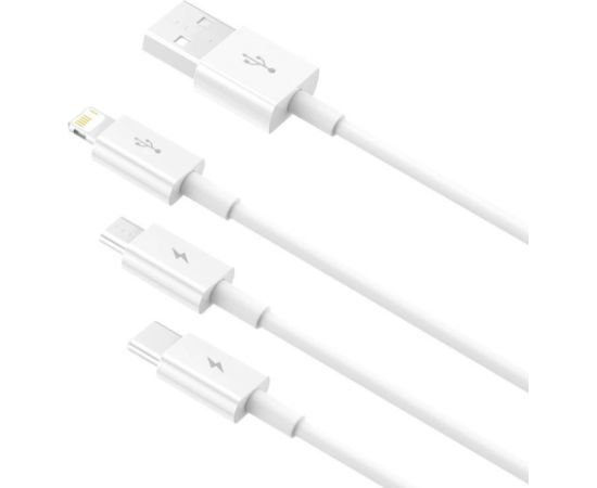 Quick Charge USB to M+L+C  Baseus Superior Data 3.5A 0,5m (White) Data USB kabeļi