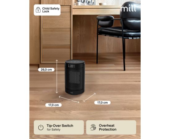 Mill FH1500BLACK Ceramic fan heater 1500 W Suitable for rooms up to 22 m² Black