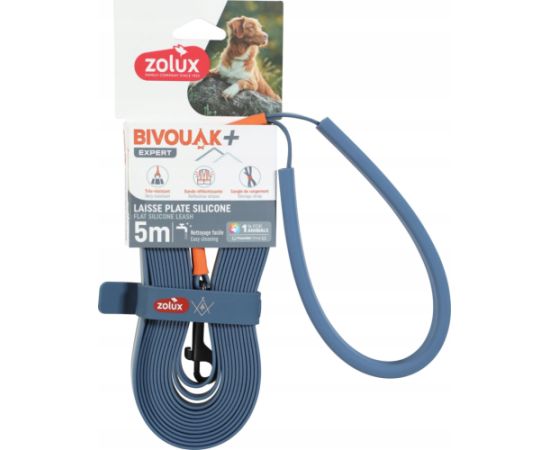 Zolux ZOLUX Smycz płaska dla psa silikonowa BIVOUAK niebieska 5m Citas preces