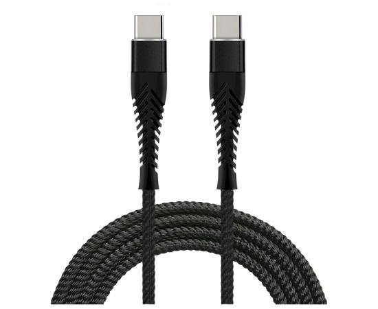 Fusion Fishbone USB-C uz USB-C kabelis 65W | 3A | 1,5m melns Data USB kabeļi