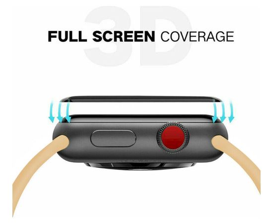 Fusion ceramic glass 9D aizsargstikls pilnam ekrānam Apple Watch 4 | 5 | 6 40mm melns Ekrānu aizsardzība