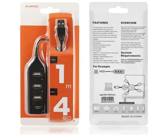 Goodbuy USB sadalītājs (centrmezgls) USB 2.0 līdz 4 x USB 2.0 melns