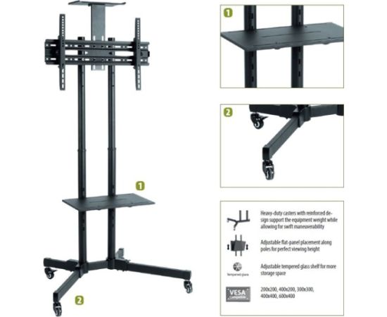 Sunne Floor stand S112 multifunctional Mobile TV cart Tilt 37-70 " Black Крепления для телевизоров