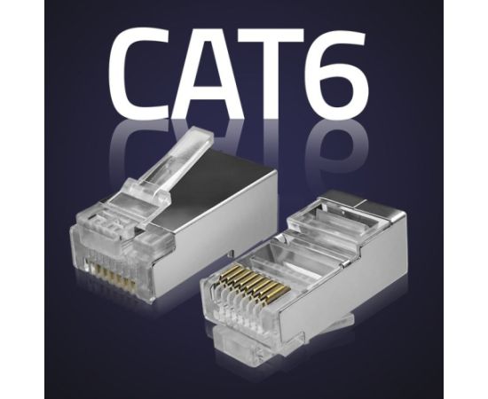 Qoltec 54556 RJ45 modular connector | CAT6 | FTP |Gold-plated contacts | 100 pieces Tīkla vadi