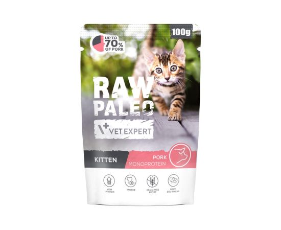 VETEXPERT Raw Paleo Kitten Pork - wet cat food - 100g Kaķu konservi