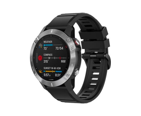 Fixed Silicone Strap for Garmin QuickFit 26mm Black Smart-Watch aksesuāri