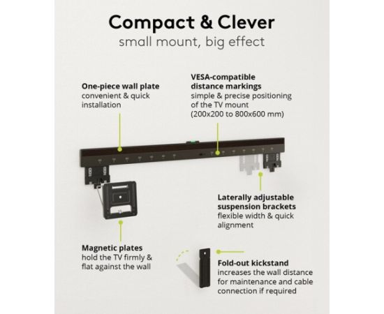 Goobay Wall mount Ultraslim TV Wall Mount Basic FIXED (XL) 43-100 " Black TV un monitoru stiprinājumi, kronšteini